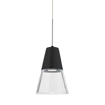 Besa Lighting Timo 6 Cord Pendant, Clear/Black, Satin Nickel Finish, 1x9W LED 1XT-TIMO6BC-LED-SN
